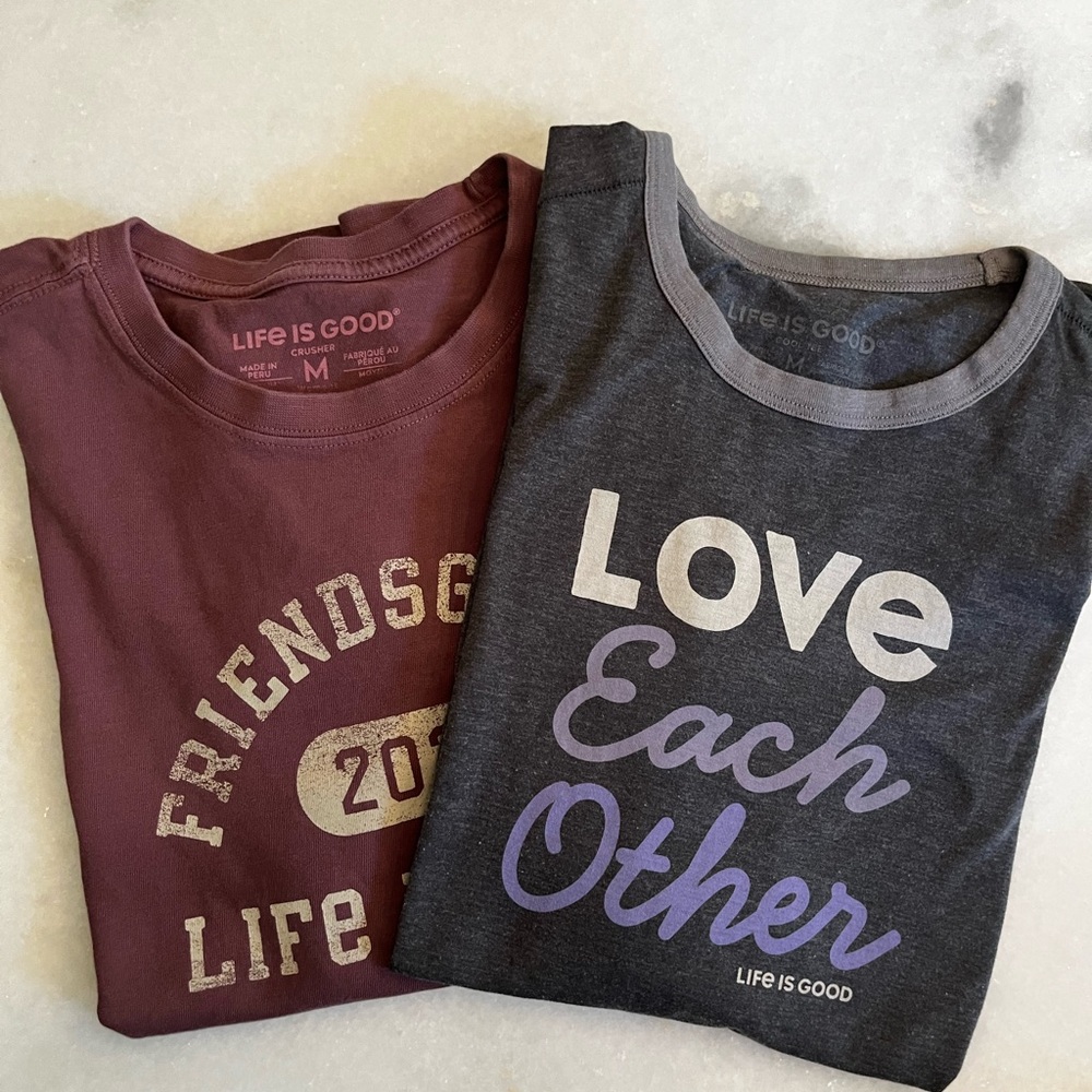 Life Is Good Women’s Medium Tee Bundle – Short Sleeve + Long Sleeve